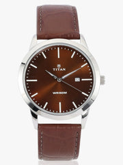 Titan Men's Watch Analog, Brown Dial Brown Leather Strap Watch, 1584SL04