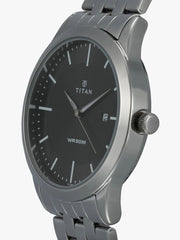 Titan Men's Watch Classique Collection Analog, Black Dial Silver Stainless Strap, 1584SM04