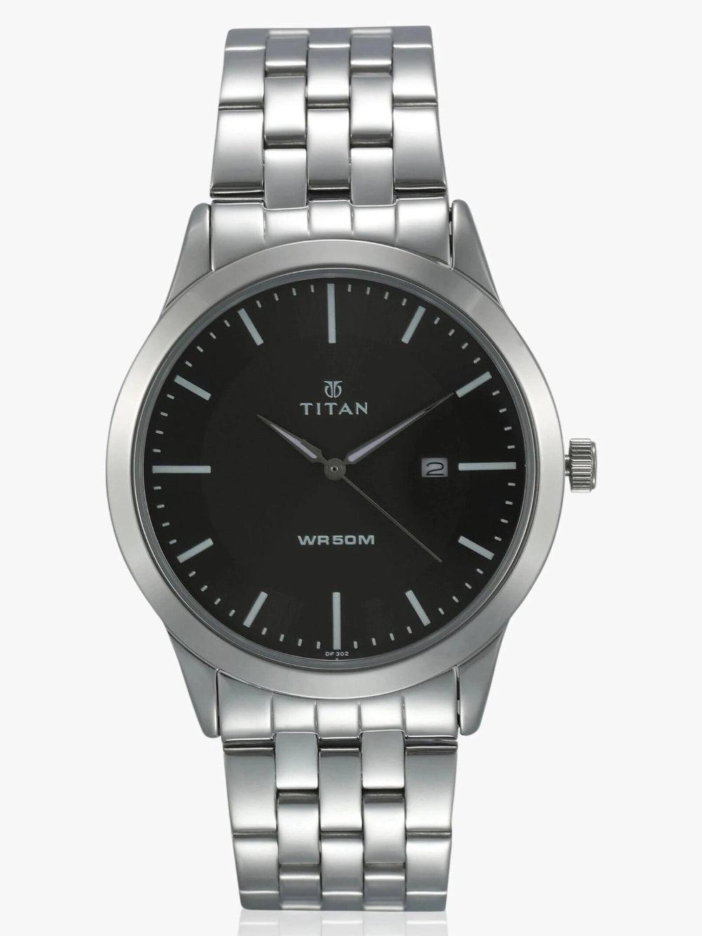 Titan Men's Watch Classique Collection Analog, Black Dial Silver Stainless Strap, 1584SM04