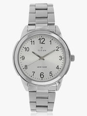 Titan Men's Watch Analog, Silver Dial Silver Stainless Steel  Strap Watch, 1585SM04