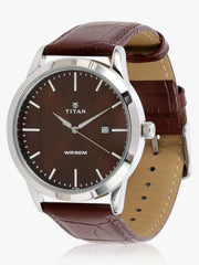 Titan Men's Watch Analog, Brown Dial Brown Leather Strap Watch, 1584SL04
