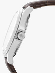 Titan 1698SL01, Men's Watch Classique Collection Analog, White Dial Brown Leather Strap
