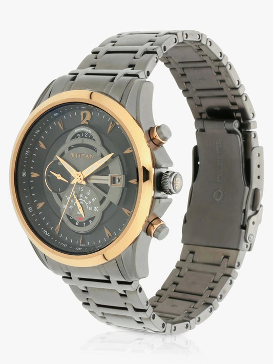 Titan Maritime Anthracite Chronograph Men's Watch, Anthracite Dial Stainless Steel Strap, 1830KM01