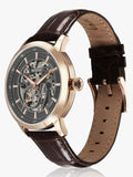 Titan Phoenix Skeletal Men's Automatic Analog with Gun Dial Brown Leather Strap Watch 90223WL01