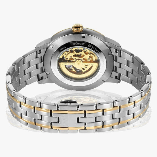 Titan Golden Heart Skeletal Men's Automatic Analog with Silver Dial Dual-Tone Stainless Steel Strap Watch 90110BM01