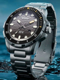 Titan Zero Hour Diver's Series Men's Watch Black Dial with Silver Stainless Steel Band | 100M Water Resistant, 10067KM01