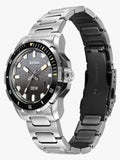 Titan Zero Hour Diver's Series Men's Watch Black Dial with Silver Stainless Steel Band | 100M Water Resistant, 10067KM01