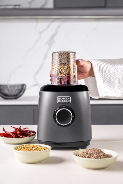 Black+Decker, Stainless Steel Blender with Glass Jar and Grinder,500W,SSBX525