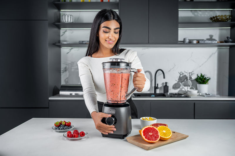 Black+Decker, Stainless Steel Blender with Glass Jar and Grinder,500W,SSBX525