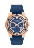 Quantum Men's Choronograph Watch Analog Blue Dial with Blue Silicone Band, HNG905.499