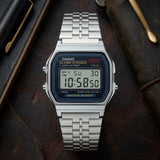 Casio Unisex Watch Vintage Collection Digital, Black Dial Silver Stainless Steel Band, A159WA-N1DF