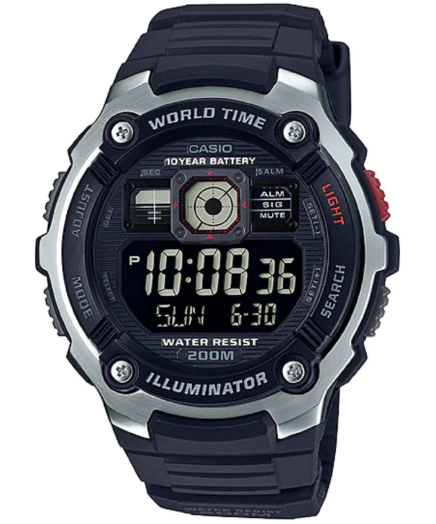 Casio, Menâ€™s Watch Digital, Black Dial Black Resin Band, AE-2000W-1BVDF