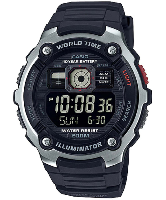 Casio men analog watch, black dial with comfortable strap, model CS-AE-2000W-1BVDF, Bahrain
