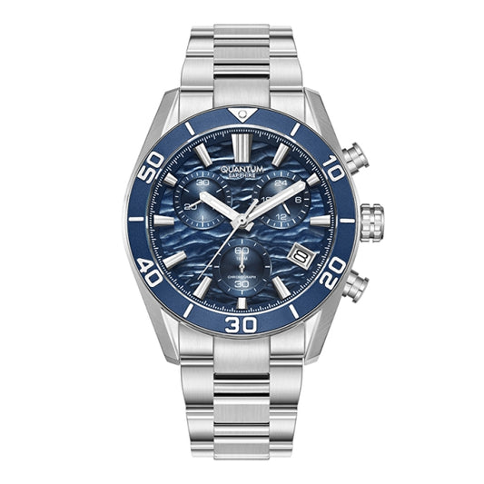 Quantum Men's Chronograph Watch Dark Blue Dial Metal Band, PWG1199.390