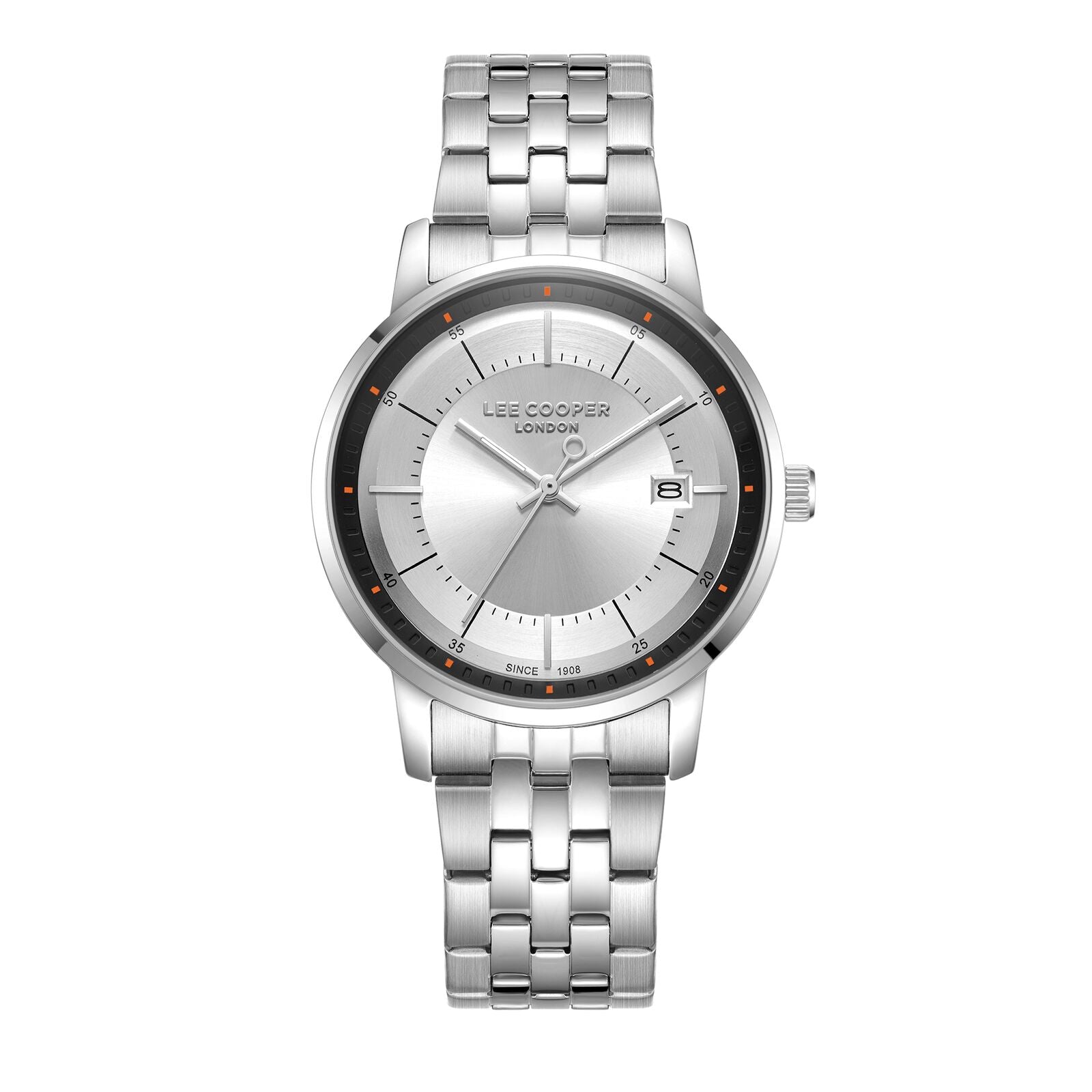 Lee Cooper Men's Watch Analog Silver Dial with Silver Stainless Steel Band, LC08164.330