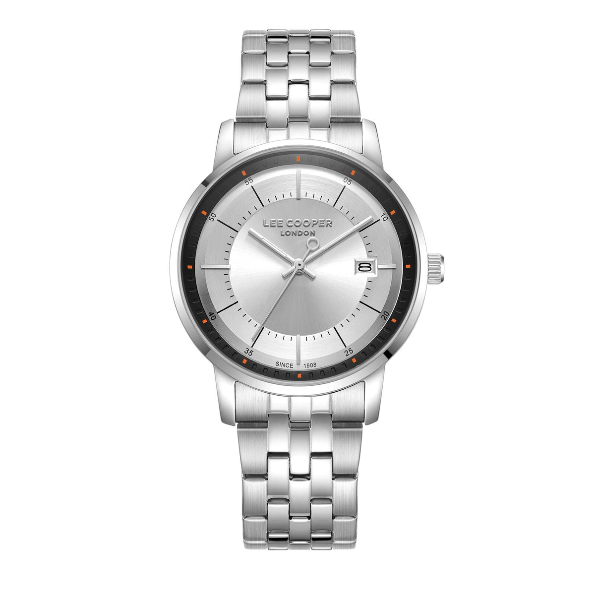 Lee Cooper Men's Watch Analog Silver Dial with Silver Stainless Steel Band, LC08164.330