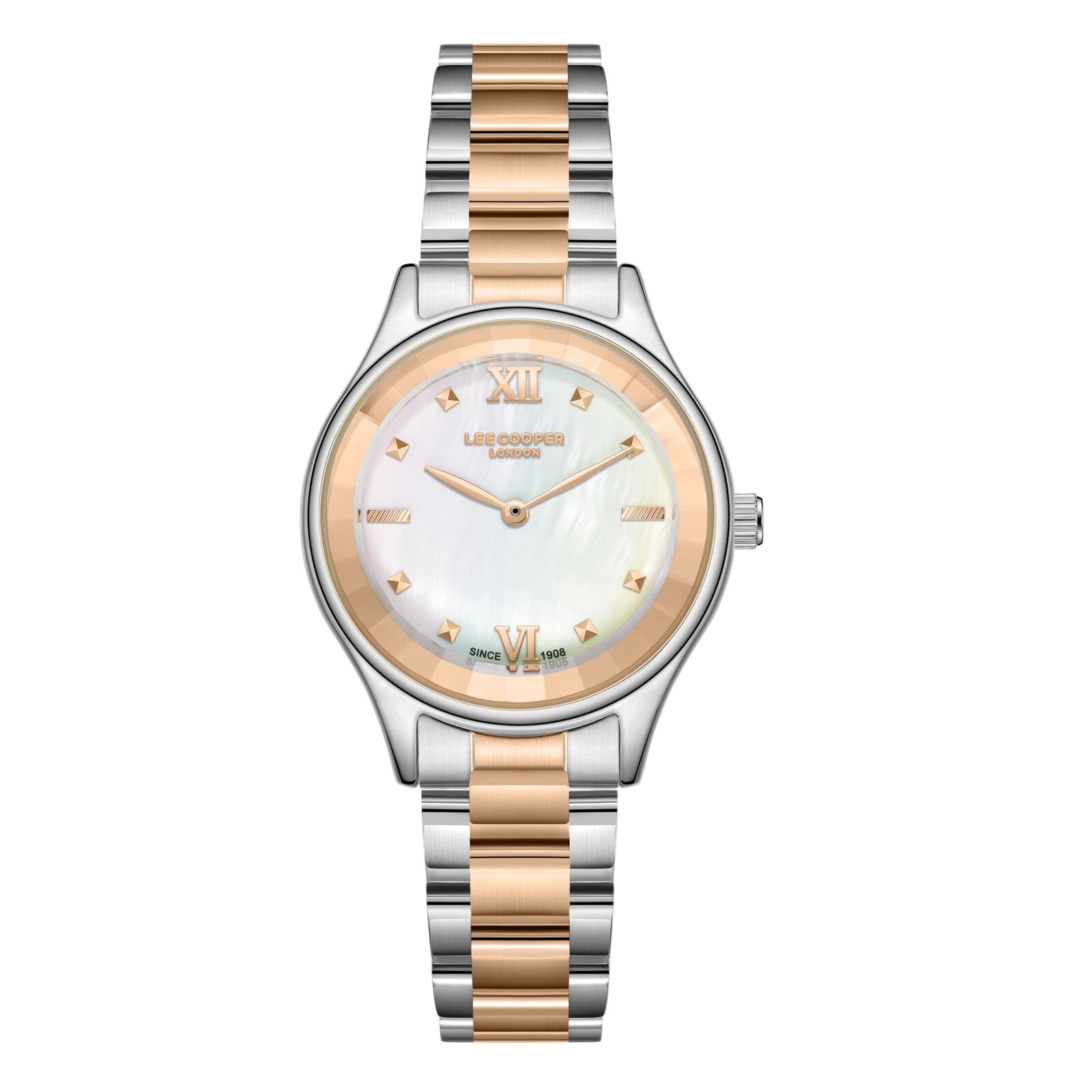 Lee Cooper Women's Watch Analog Mother of Pearl Dial with Two-Toned Stainless Steel Band, LC08157.520