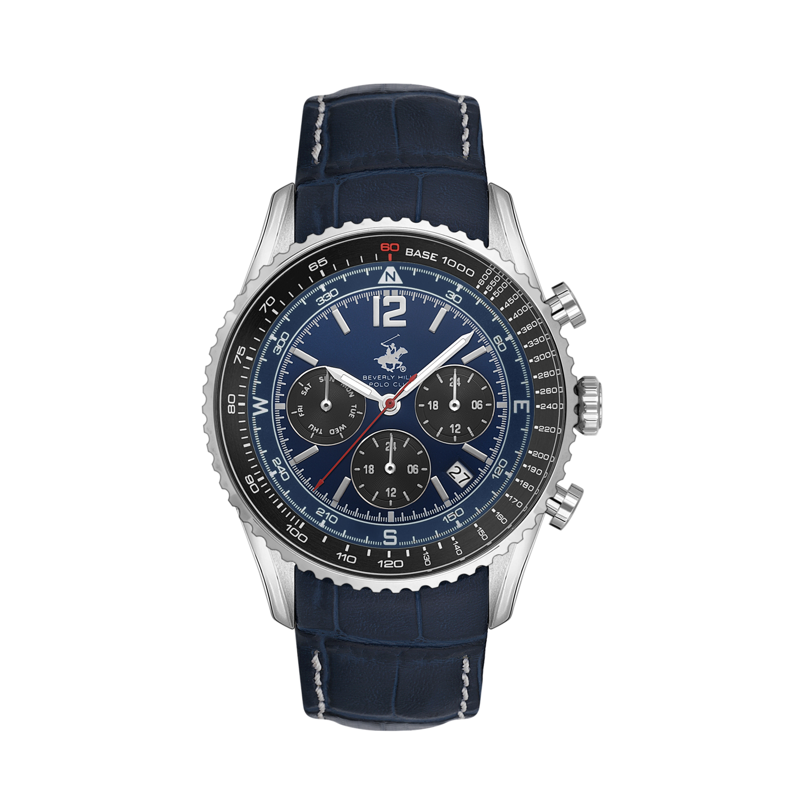 Beverly Hills Polo Club Men's Watch Analog Blue Dial with Blue Leather  Band, BP3723X.399