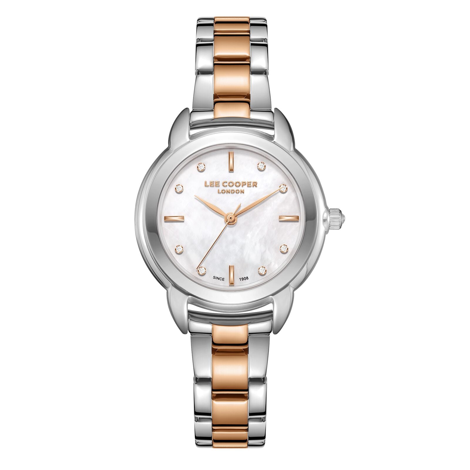 Lee Cooper Women's Watch Analog Mother of Pearl Dial with Two-Toned Stainless Steel Band, LC08024.520