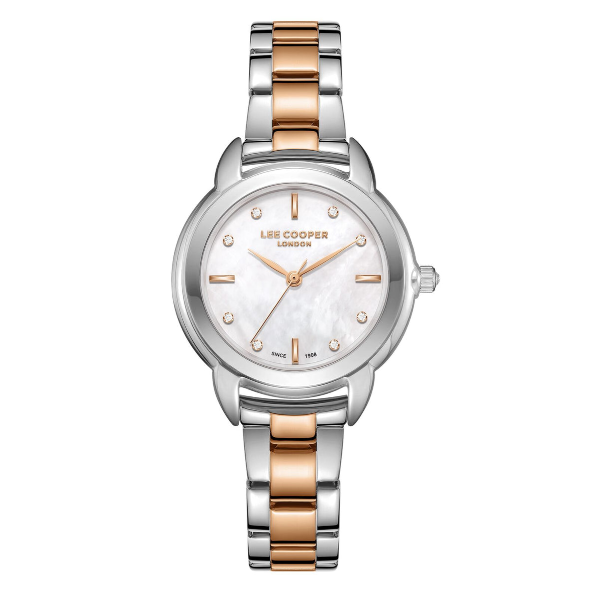 Lee Cooper Women's Watch Analog Mother of Pearl Dial with Two-Toned Stainless Steel Band, LC08024.520