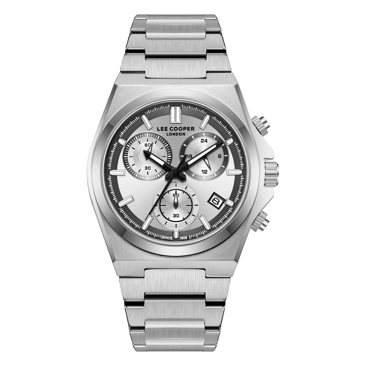 Lee Cooper Men's Watch Analog Silver Dial with Silver Stainless Steel Band, LC08188.330