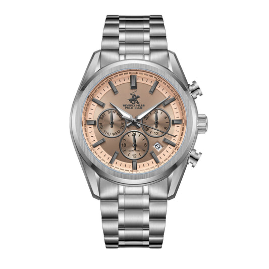 Beverly Hills Polo Club, Men's, Analog Watch, Silver Dial, with Stainless Steel Band, BH-BP3698X.340