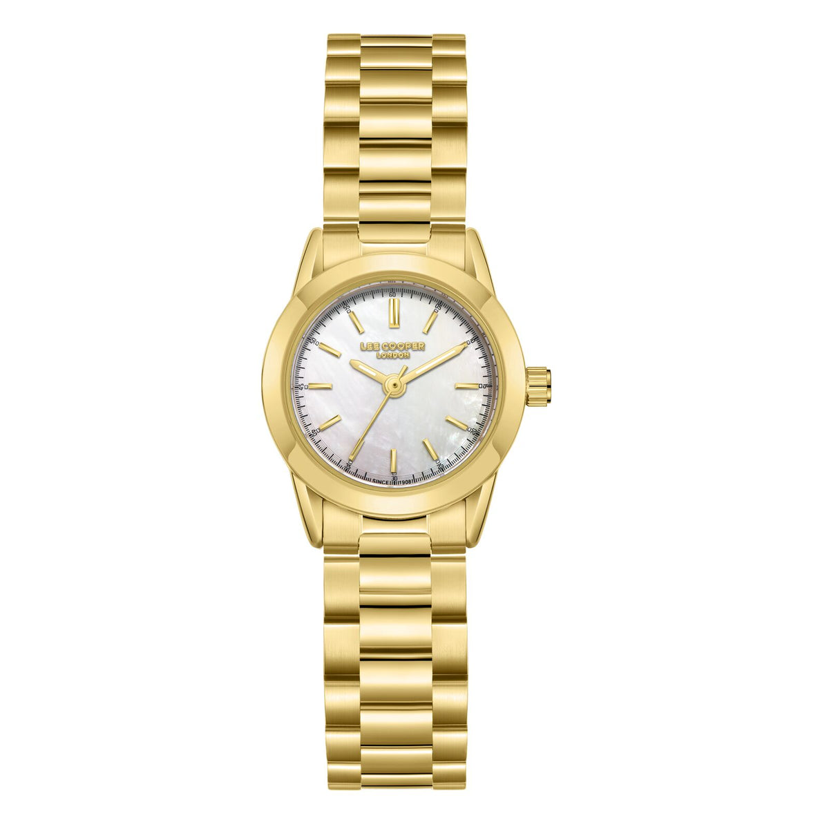 Lee Cooper Women's Watch Analog Mother of Pearl Dial with Gold Stainless Steel Band, LC08162.120