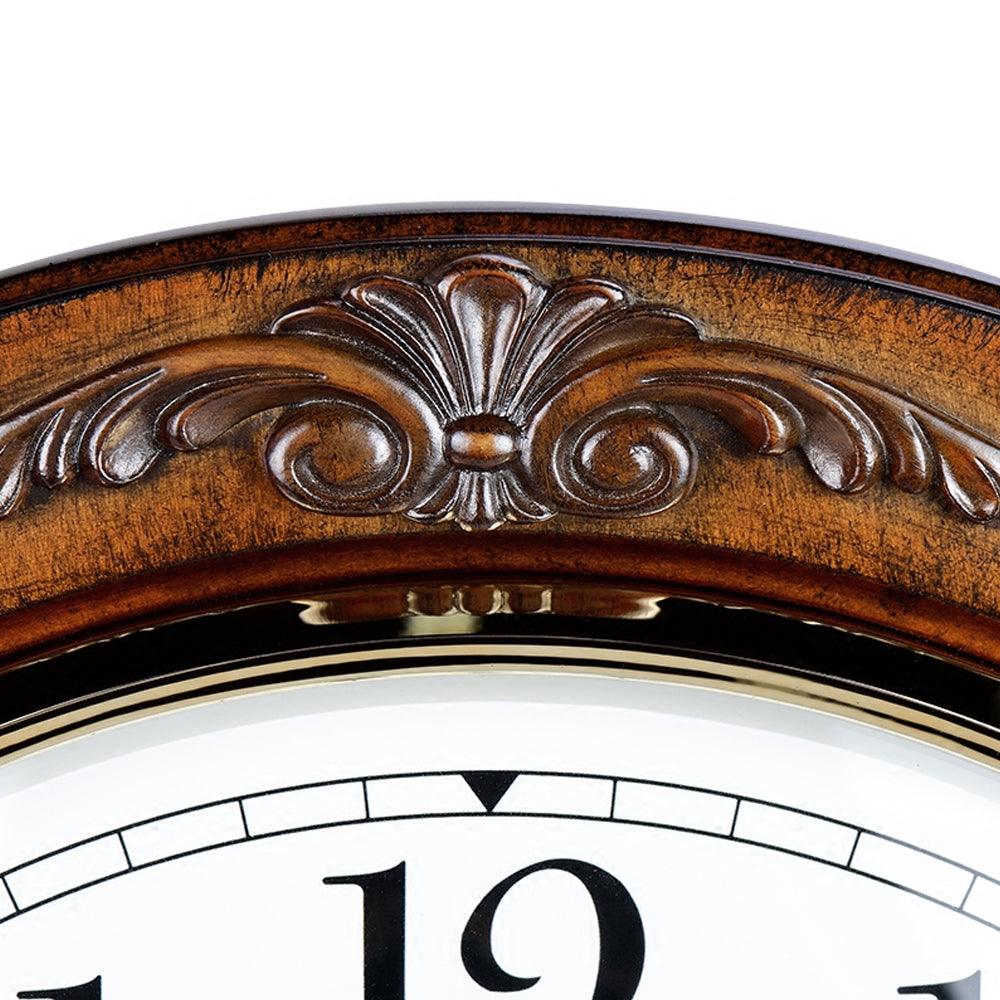 Rhythm Classic Wooden Wall Clock | Convex Glass, Silent Silky Move | Brown, CMG938NR06 Rhythm Wall Clock CMG938NR06