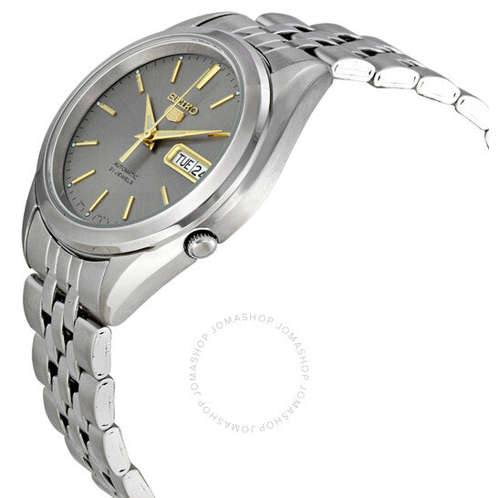 Seiko Men's Mechanical Watch,  Automatic 21 Jewels Grey Dial Silver Stainless Band, SNKL19J