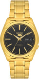Seiko Men's Mechanical Watch Analog, Black Dial with Gold Stainless Band, SNKL50K