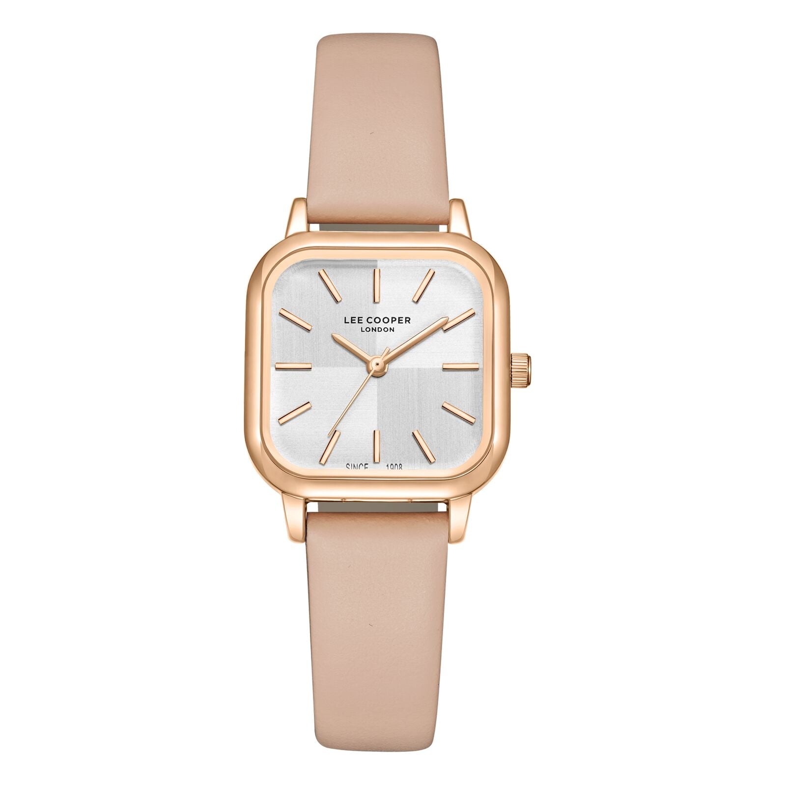 Lee Cooper Women's Watch Analog Silver Dial with Beige Leather Strap, LC08152.438