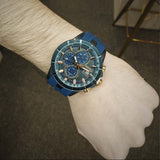 Quantum Men's Watch Blue Analog Dial with Blue Silicone Band, HNG893.069