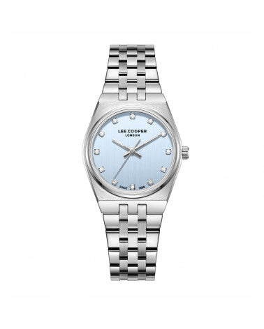 Lee Cooper Women's Analog Watch Blue Dial With Silver Metal Band,LC08204.300