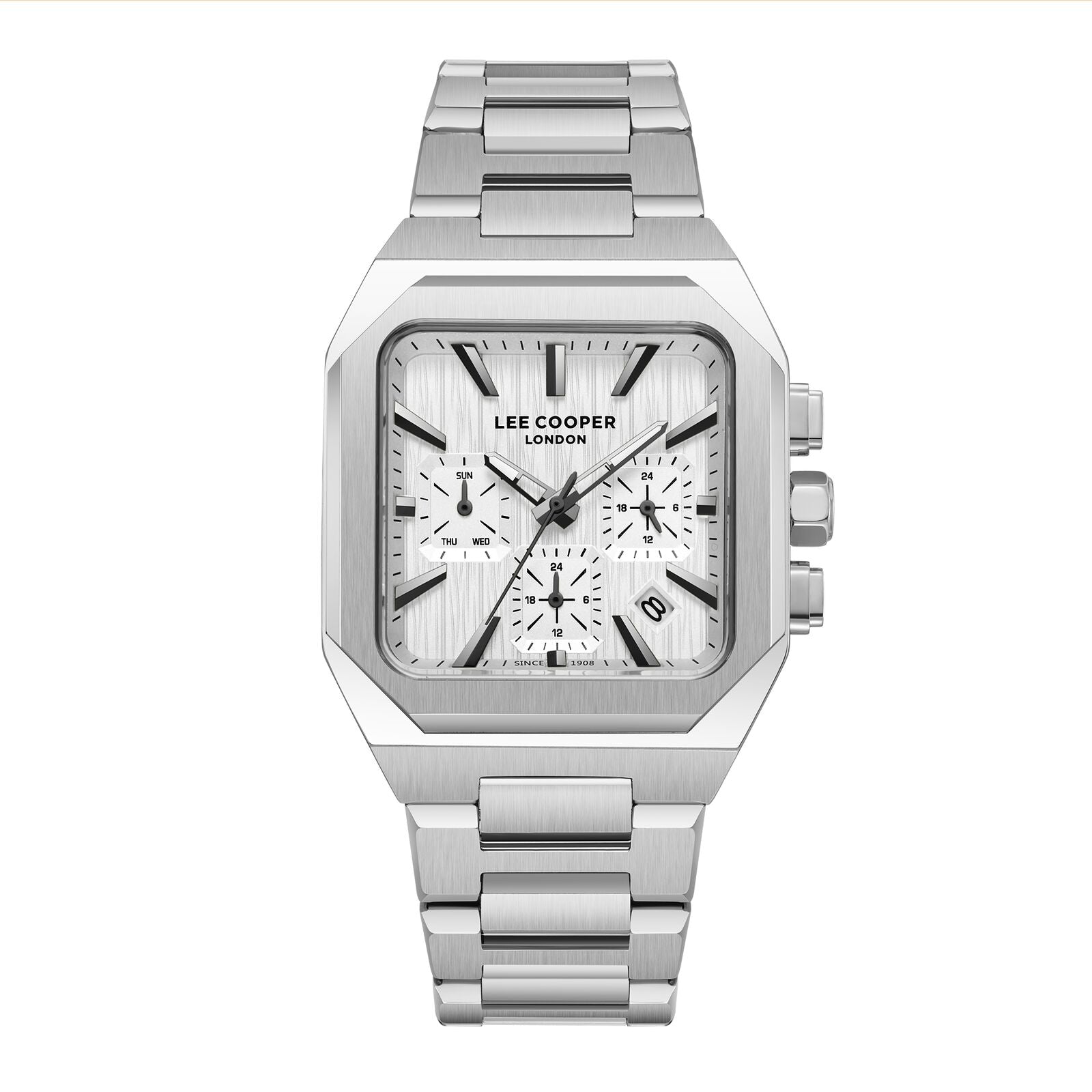 Lee Cooper Men's Watch Analog Silver Dial with Silver Stainless Steel Band, LC08143.330