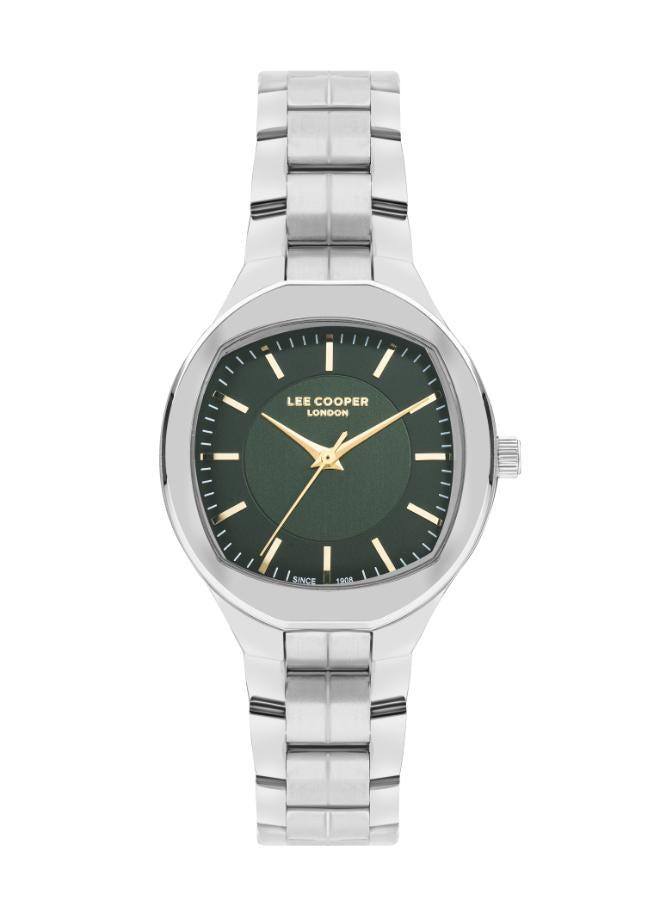 Lee Cooper Women's Watch Analog, Green Dial Silver Metal Band, LC07850.370 