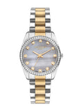 Lee Cooper Women's Watch Analog, Grey Mother of Pearl Dial, Two Tone Stainless Steel Strap, LC07478.260 