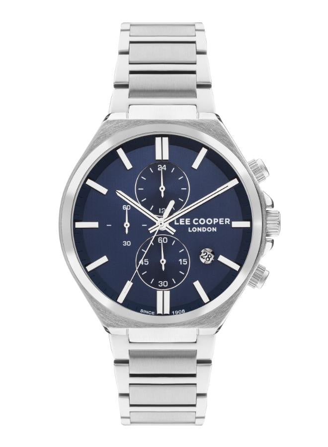 Lee Cooper Men's Multifunction Watch Analog, Blue Dial Silver Metal Band, LC07835.390