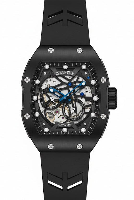 Quantum men analog watch, black dial with silicone band, model QU-QMG1098.051, Bahrain