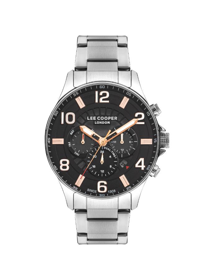 Lee Cooper Men's Watch Analog, Black Dial Silver Stainless SteelStrap, LC07802.360 