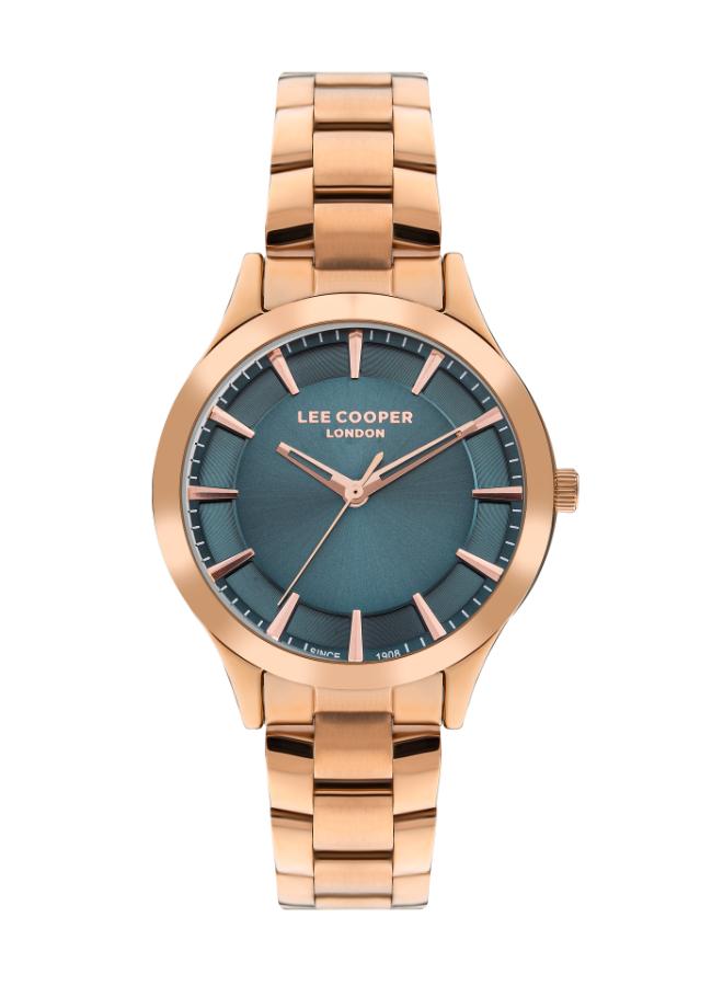 Lee Cooper Women's Watch Analog, Green Dial Rose-Gold Metal Band, LC07880.490 