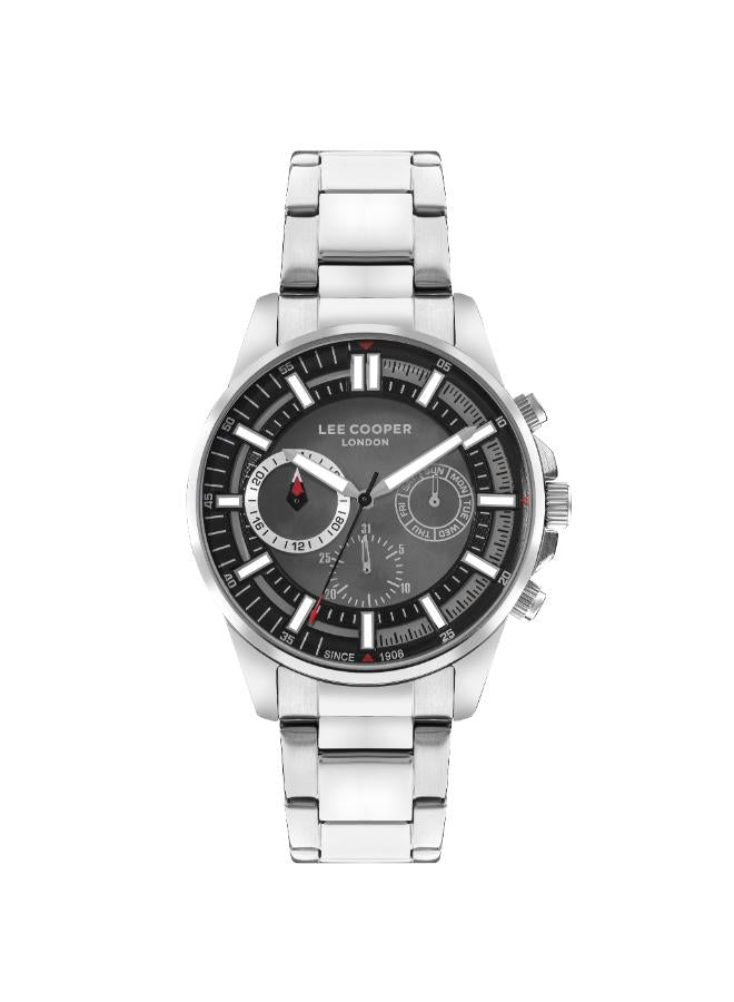 Lee Cooper Men's Watch Analog, Black Dial Silver Metal Band, LC07817.350 