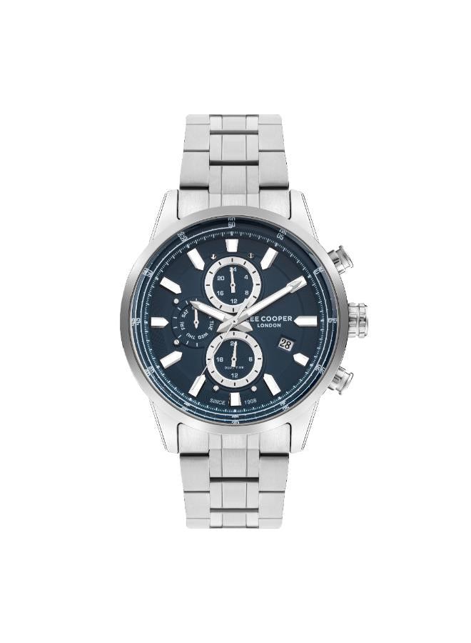 Lee Cooper Men's Multifunction Watch Analog, Blue Dial Silver Metal Band, LC07836.390 