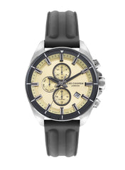 Lee Cooper Men's Watch Analog, Beige Dial Grey Silicone Strap, LC07881.346