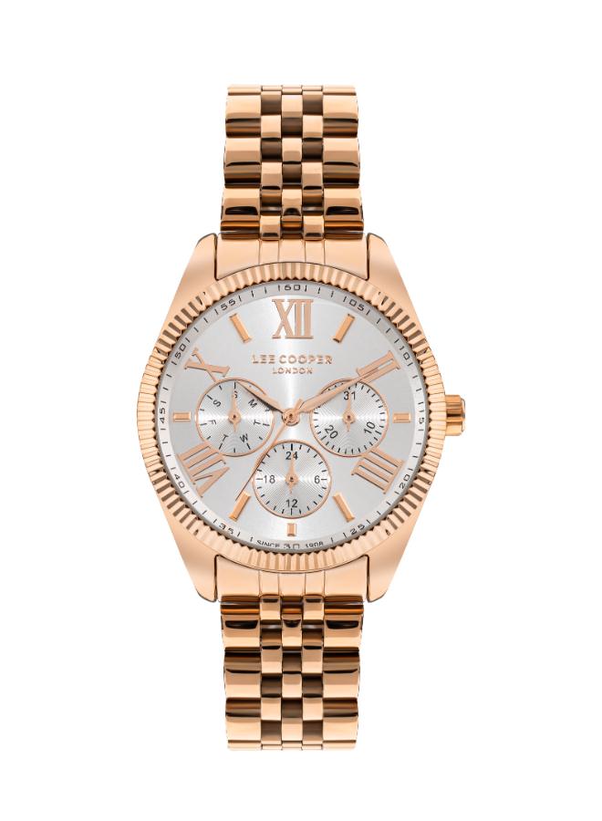 Lee Cooper Women's Watch Analog, Silver Dial Rose-Gold Metal Band, LC07811.430 