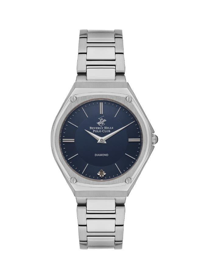 Beverly Hills Polo Club Women's Watch, Analog, Blue Dial, Silver Stainless Steel Strap, BP3560X.390