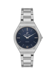 Beverly Hills Polo Club Women's Watch, Analog, Blue Dial, Silver Stainless Steel Strap, BP3560X.390