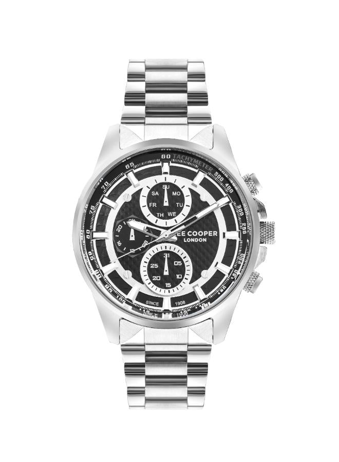Lee Cooper Men's Multifunction Watch Analog, Black Dial Silver Metal Band, LC07852.350