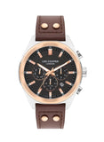 Lee Cooper Men's Multifunction Watch Analog, Black Dial Brown Leather Strap, LC07842.554 