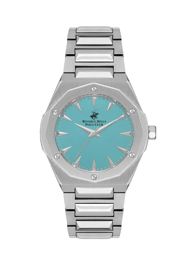 Beverly Hills Polo Club Men's Watch, Analog, Blue Dial, Silver Stainless Steel Strap, BP3554X.300