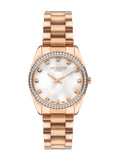Lee Cooper Women's Watch Analog, Mother of Pearl Dial, Rose Gold Stainless Steel Strap, LC07478.420 